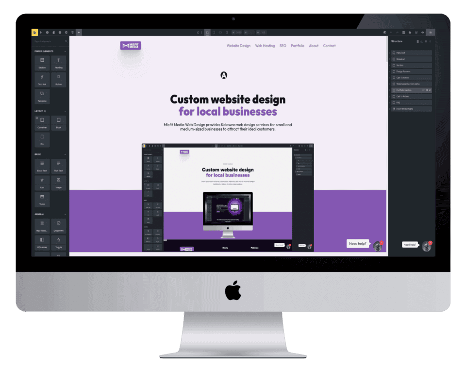 Professional Kelowna web design services for small to medium-sized businesses seeking custom websites.