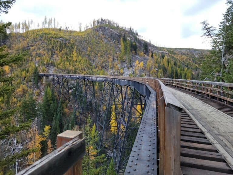 Looking down one of the trestles at the Myra Canyon Park in Kelowna, BC